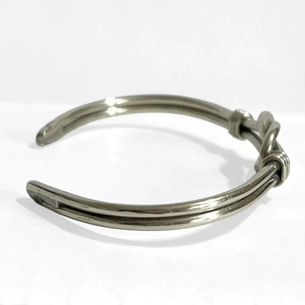 Vintage Silver Tone Knot Cuff Thin Bracelet Twist Wire Handmade Artisan Jewelry